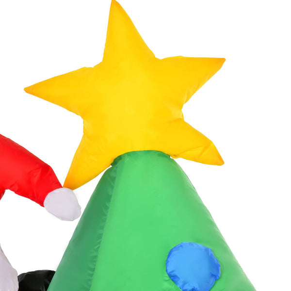 Aufblasbarer Tannenbaum mit Weihnachtsmann und Hund, 180 cm mit LED-Beleuchtung. Weihnachten Deko Luftfigur