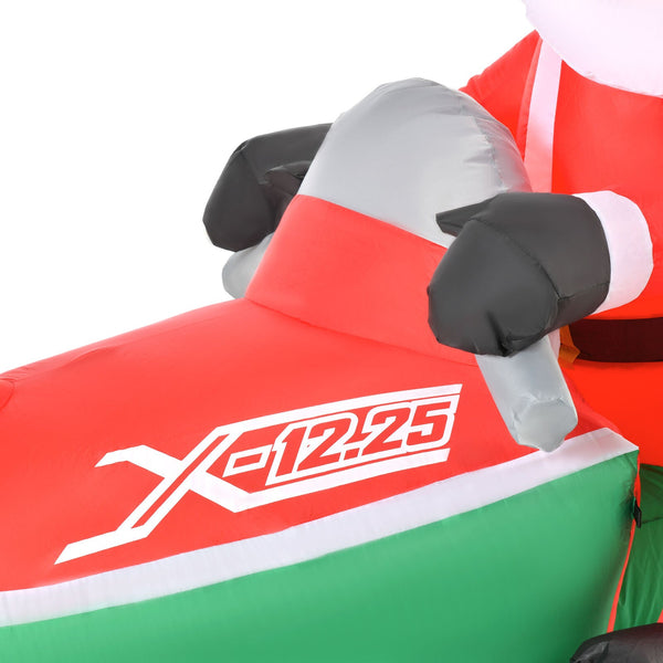 Aufblasbarer Weihnachtsmann auf Snowmobil 1,6 m Nikolaus Santa LED IP44 Polyester