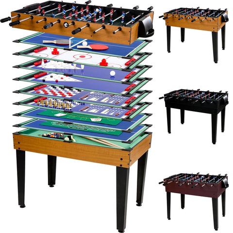 Multigame MEGA Tischkicker Tischfußball Spieletisch Mega 15 in 1, inkl. komplettem Zubehör, Spieltisch mit Kickertisch, Billardtisch, Tischtennis, Speed Hockey