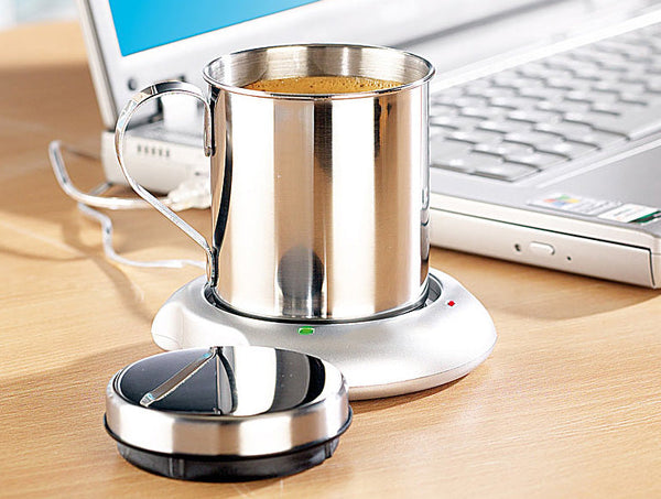 USB-Warmhalteplatte mit Isolier-Tasse, Kaffeetassenwärmer