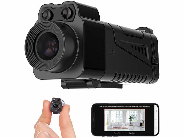 WLAN-Micro-Überwachungskamera, Full HD, 90° neigbar, Powerbank, IR-Nachtsicht, App. Nur 9 Gramm.